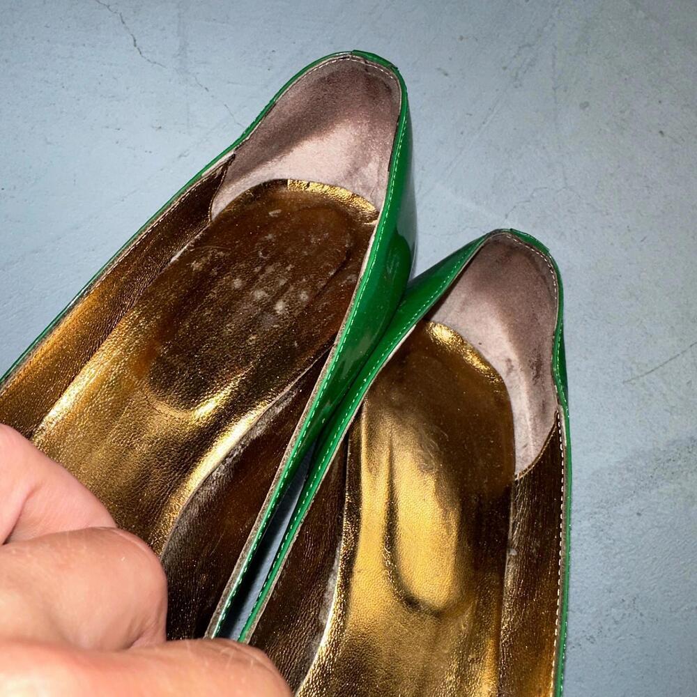 Boden Shoes Women's Size 41 Green Casadei Heel Pump Made In Italy Patent Leather - Picture 7 of 16